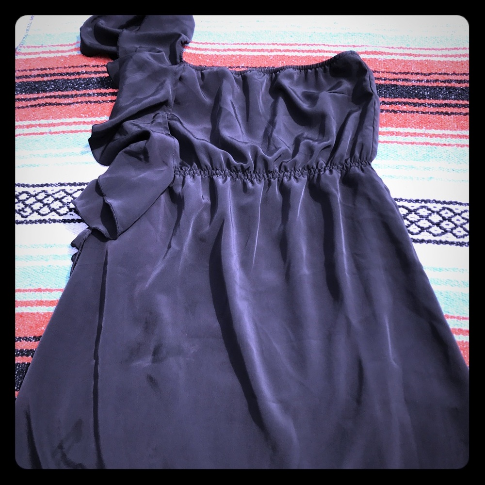 Volcom black silk dress one shoulder ✨