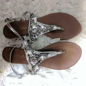Silver rhinestone sandals