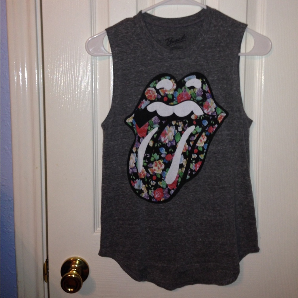Grey Rolling Stone Floral Muscle Tee