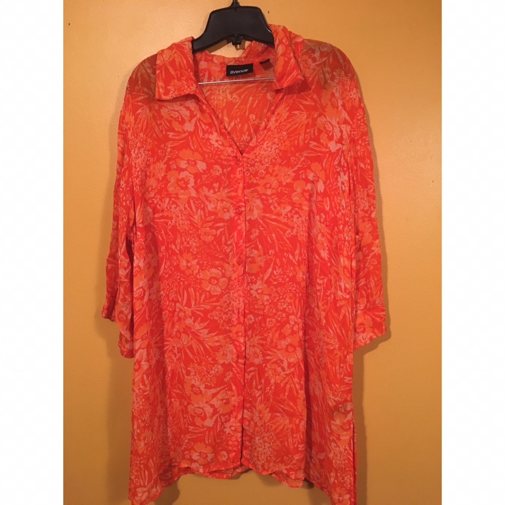 Orange button down blouse