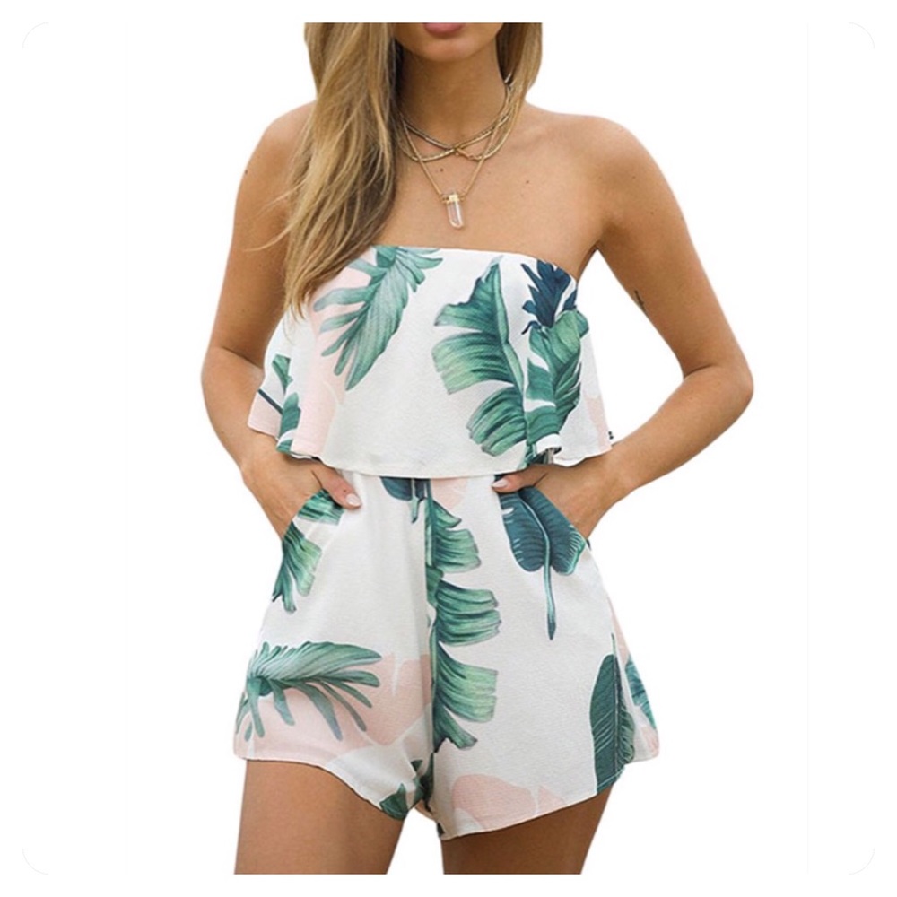 🆕 tropical sleeveless romper