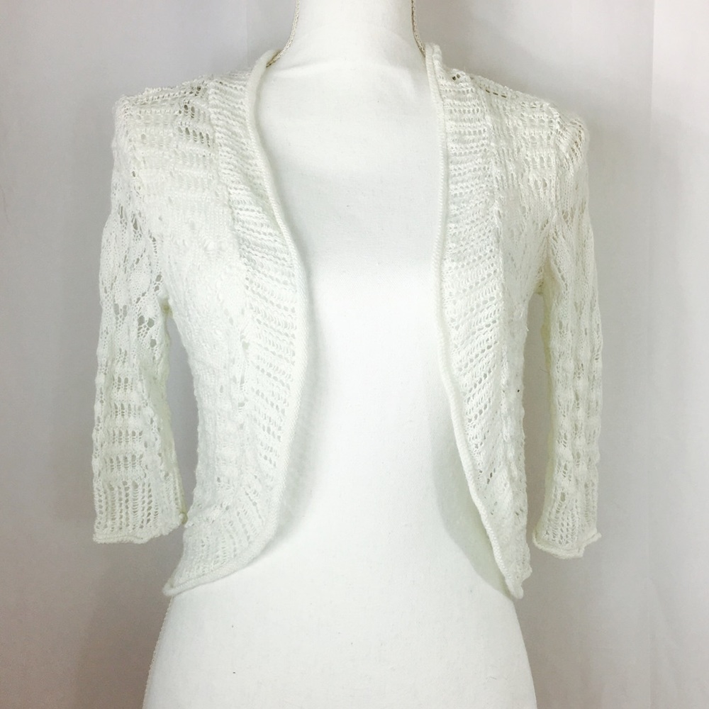 white crochet cardigan