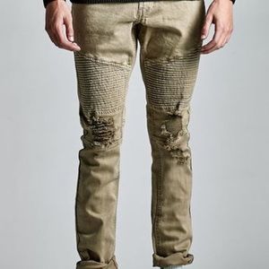 DISTRESS BIKER JEANS