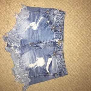 Distressed high waisted shorts