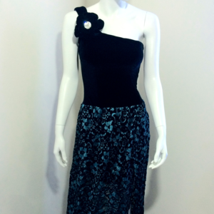 JCH Exclusive One Shoulder Dress In Black Velvet,