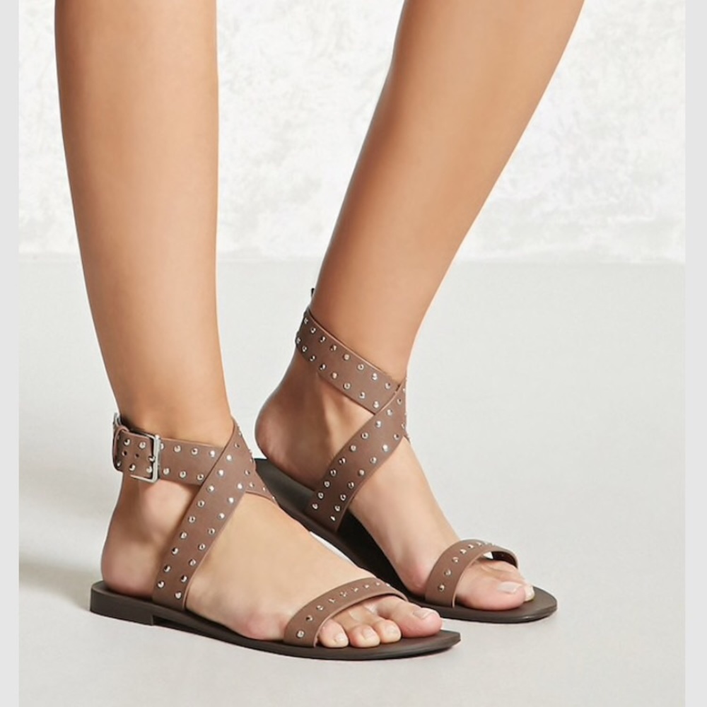 Faux Leather Studded Sandals
