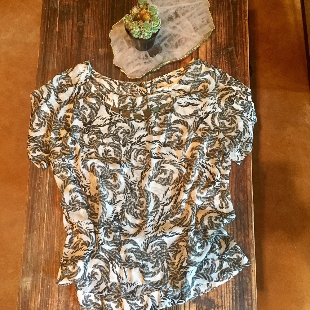 BCBGeneration Sheer Shirt With Built in Necklace