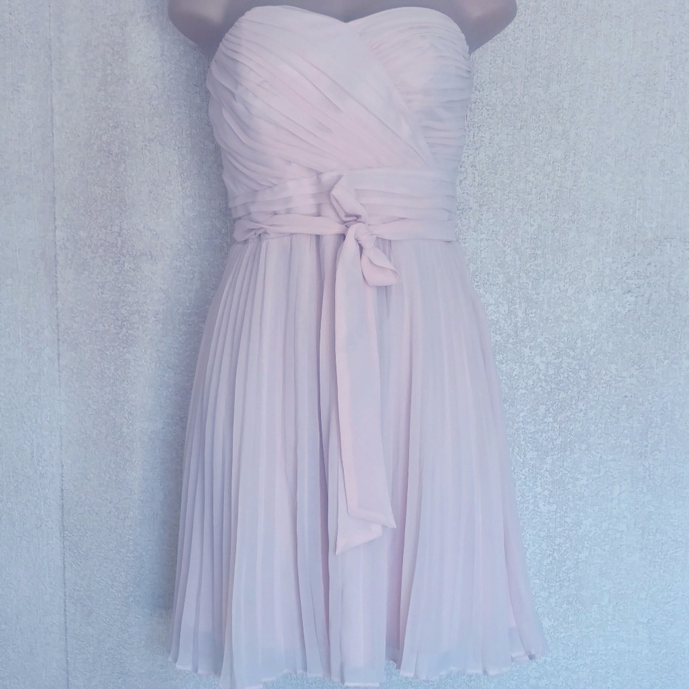 Pleated Tube Top Dress w Sheer Overlay