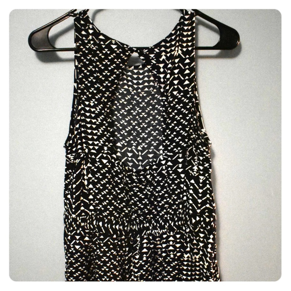 Navy triangle design dress.