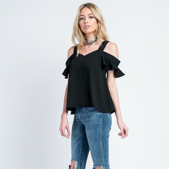 Felicia Cold Shoulder Ruffle Sleeve M - Picture 2 of 4