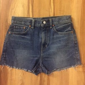 High rise cut-off denim shorts