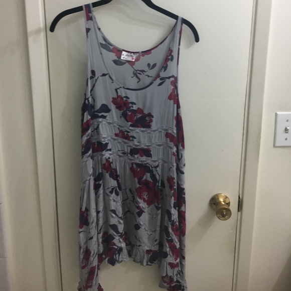 Free People Dresses & Skirts - Free people floral grey trapeze slip