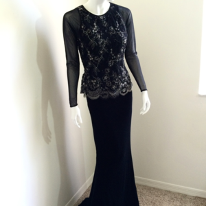 BLACK EVENING GOWN LONG SLEEVES