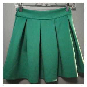 Teal pleated skater skirt