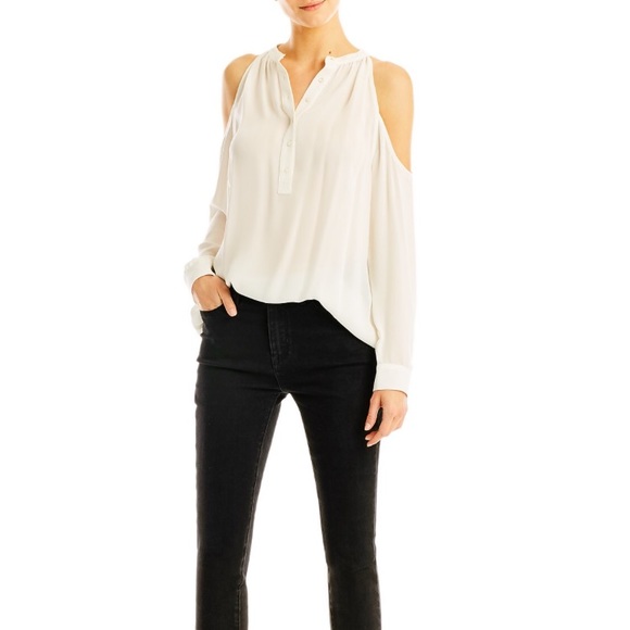 NWT black Nicole miller Leigh cold shoulder top-S