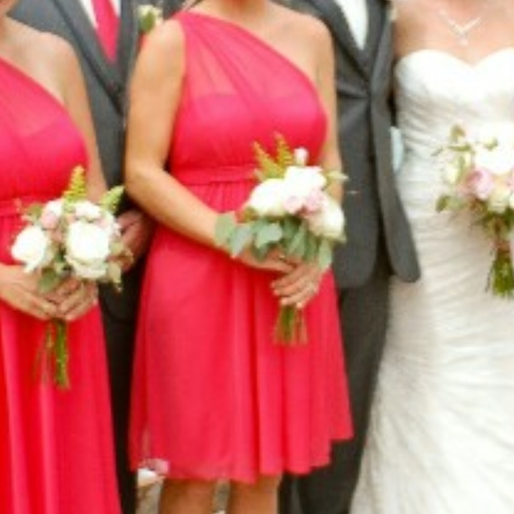 David's Bridal One Shoulder Punch Dress