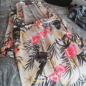 Floral set including floral pants and vest