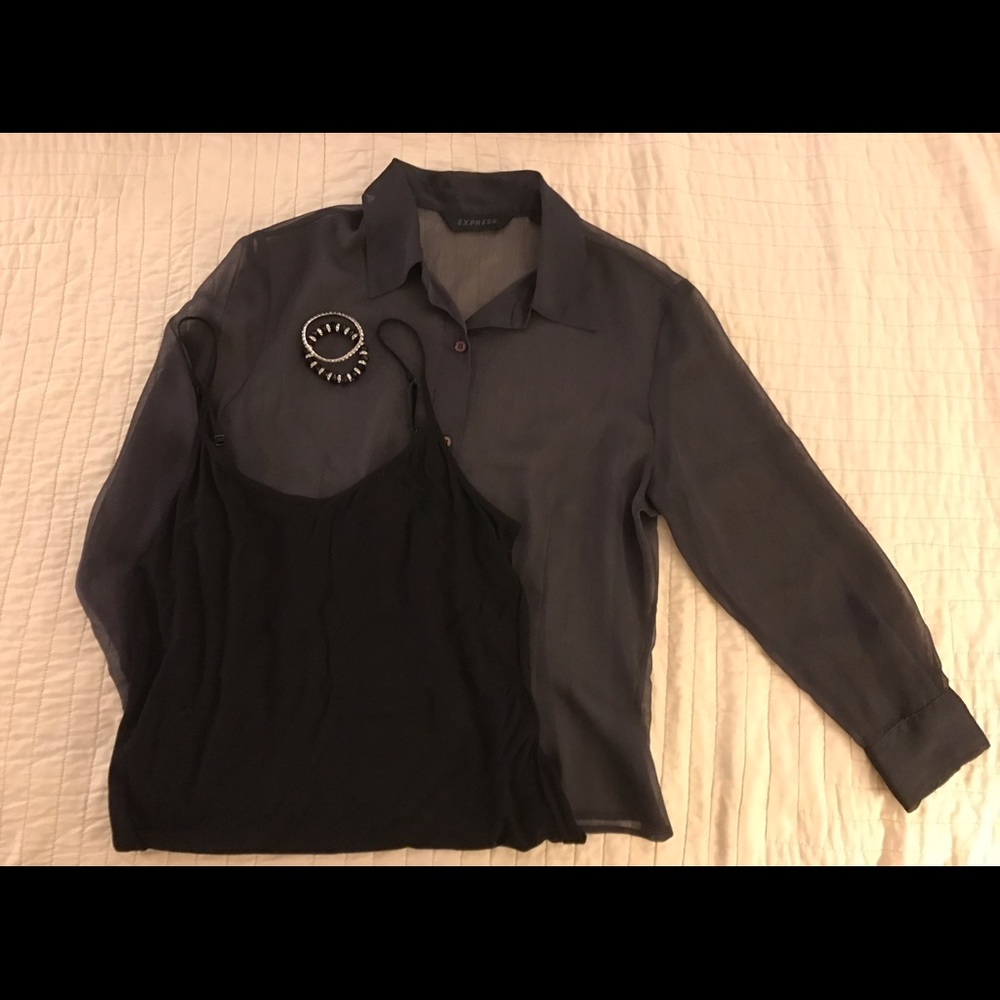 Express Sheer Button-down Blouse. EUC.