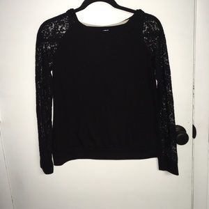 Black hoodie with lace sleeves
