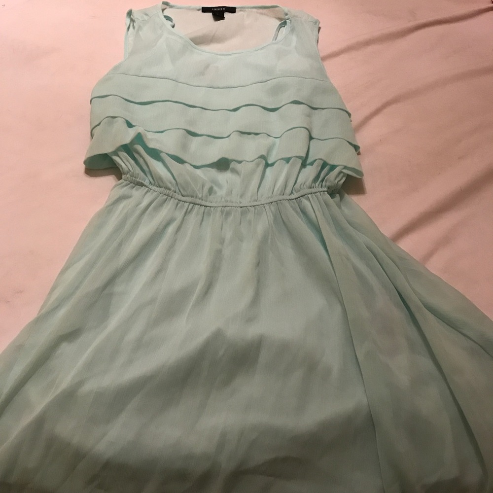Forever 21 Billowy Sheer Mint Dress