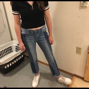 Cool patchwork cropped jeans