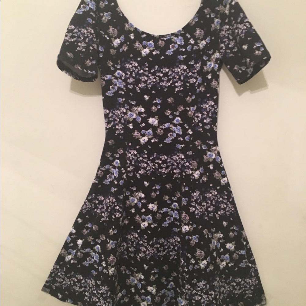 Blue and Black Floral Dress