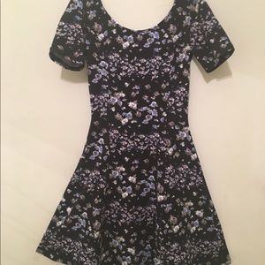 Blue and Black Floral Dress