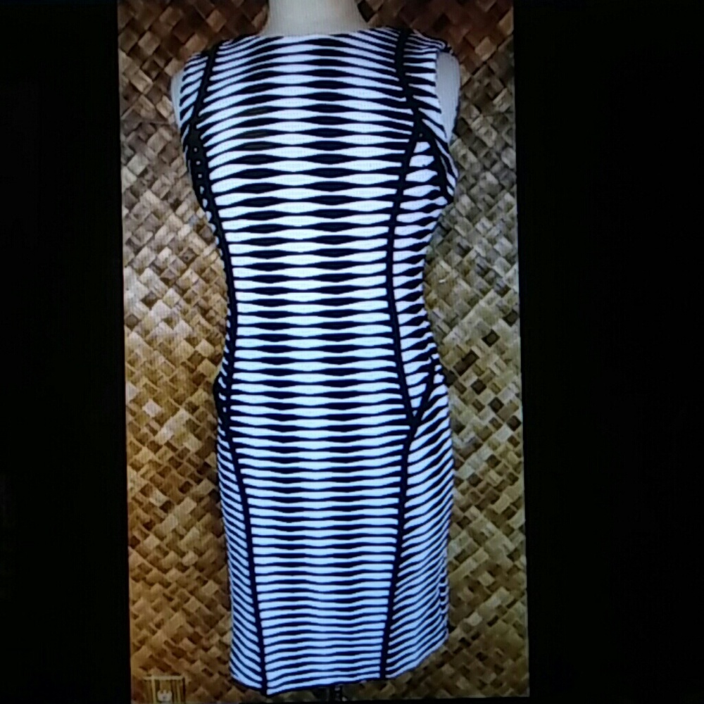 NWT - BEIGE by ECI Women's PLEATED dress. Size 8