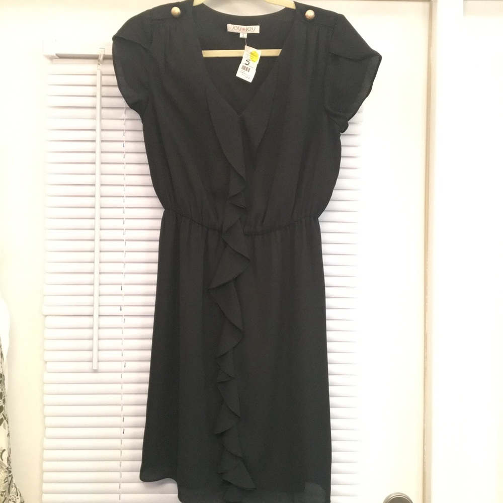 new with tags- Joy Joy black ruffle sleeve dress