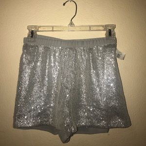 SLIVER SPARKLY SHORTS
