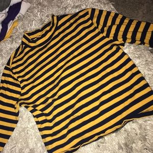 Striped long sleeve crop top