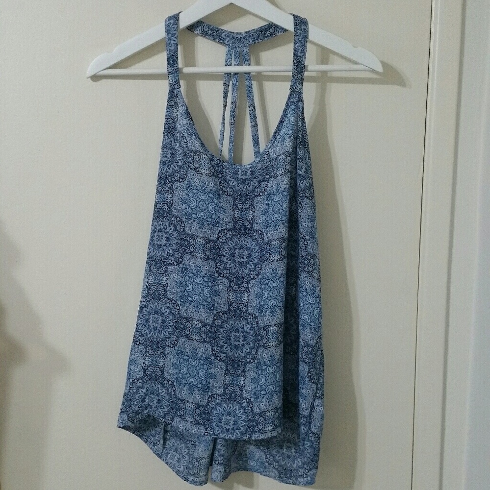Paper Crane blue floral print tank top