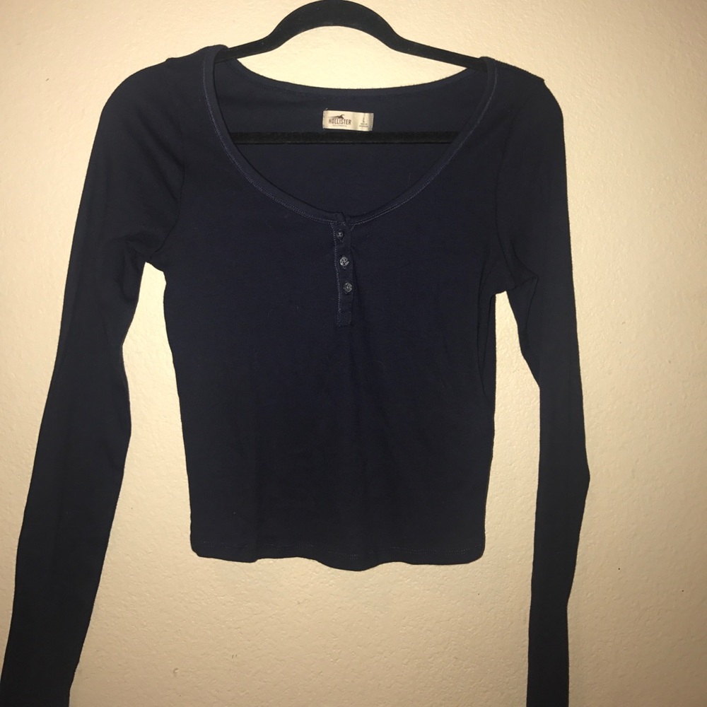 HOLLISTER CROPPED LONG SLEEVE | NAVY | SIZE L