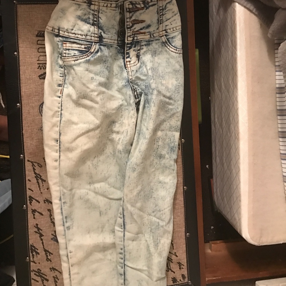 High waisted  acid wash jeans