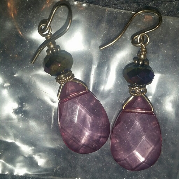 Pink crystal & aurora bead earrings - Picture 2 of 3