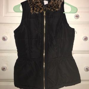 Black Circo Girls Vest with Cheetah Collar