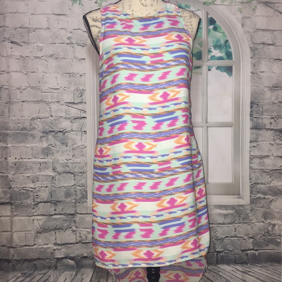 Lush Dress Small Hi Lo Multicolor Sleeveless - Picture 3 of 8