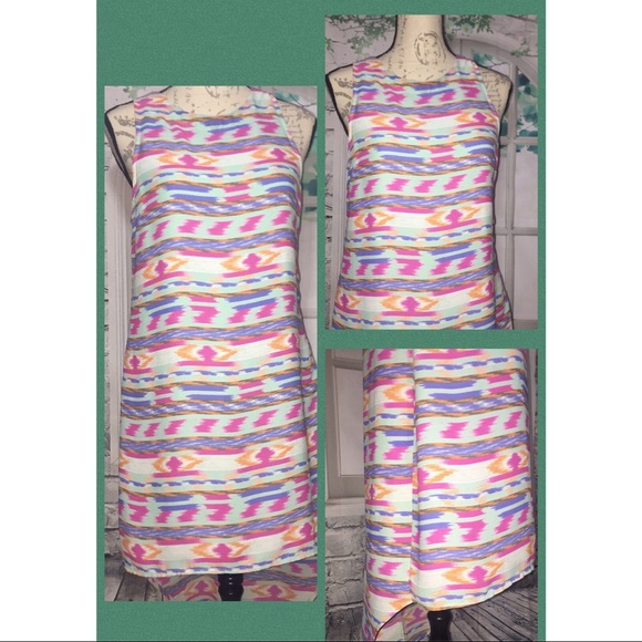 Lush Dress Small Hi Lo Multicolor Sleeveless - Picture 2 of 8