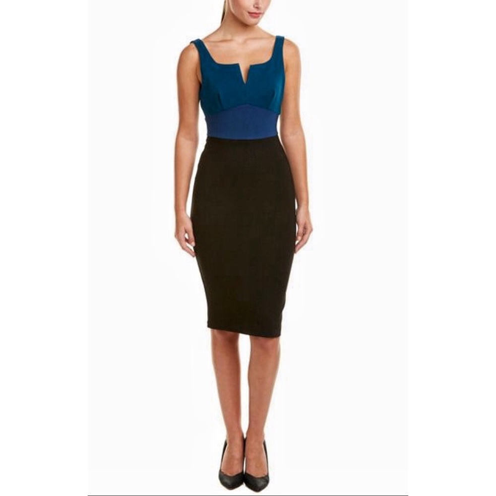 SIX CRISP DAYS Colorblock Ponte Dress / Blk Teal