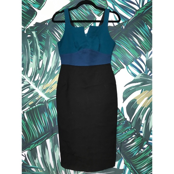 SIX CRISP DAYS Colorblock Ponte Dress / Blk Teal - Picture 3 of 5