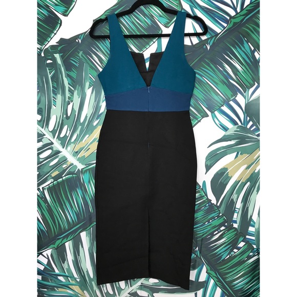 SIX CRISP DAYS Colorblock Ponte Dress / Blk Teal - Picture 4 of 5