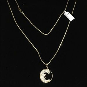 14k solid Double wave and diamond cut chain 18"