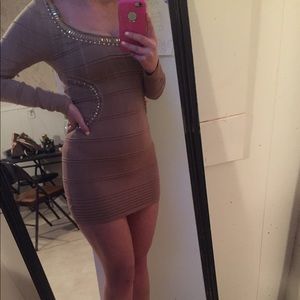 Tan Kim Kardashian inspired bandage dress