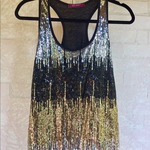 Sequin Ombre Black Tank Top