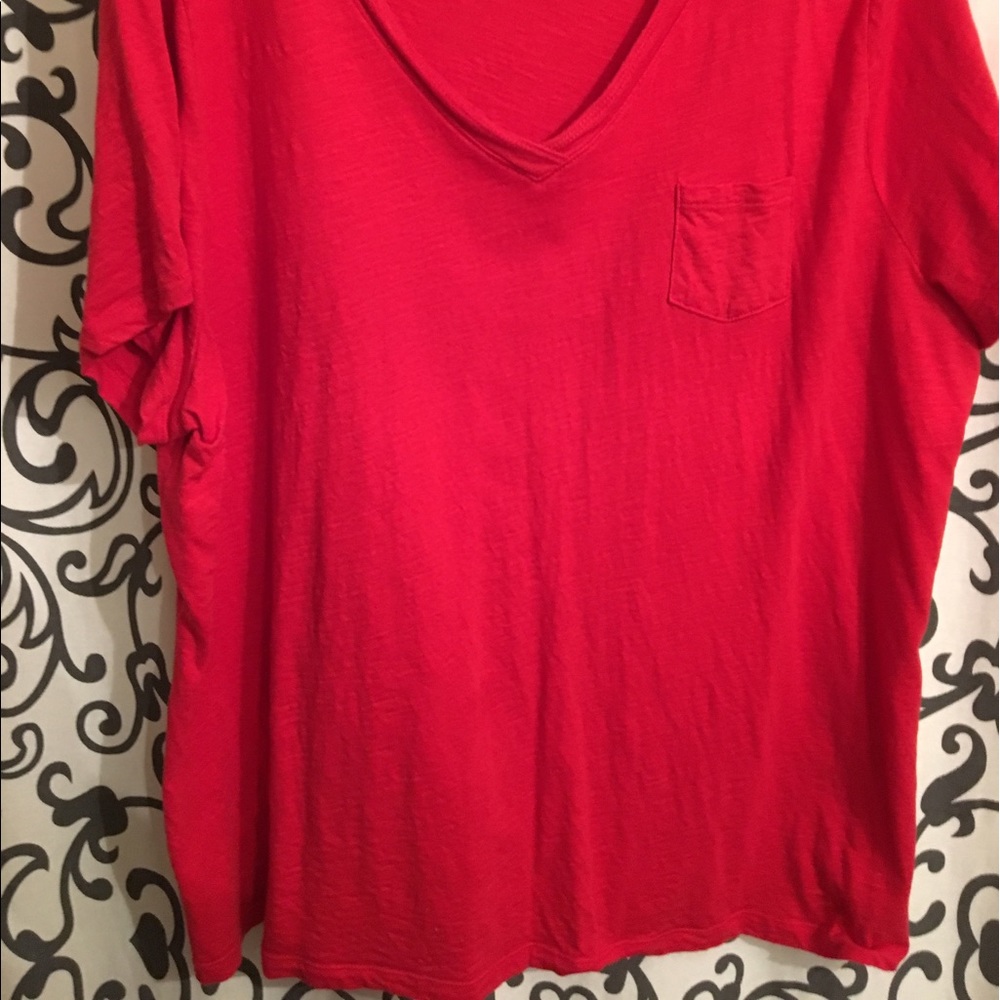 Faded Glory Red V neck top - Picture 3 of 4