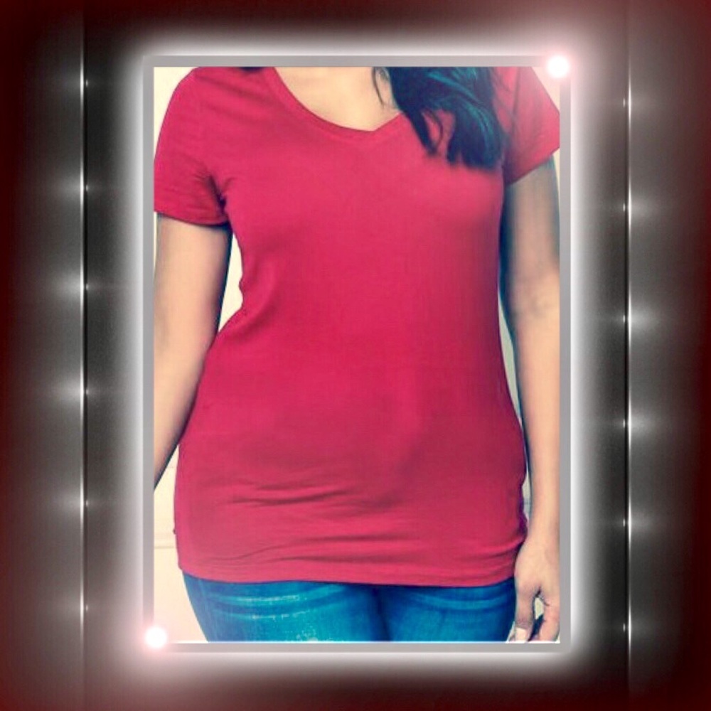 Faded Glory Red V neck top - Picture 4 of 4