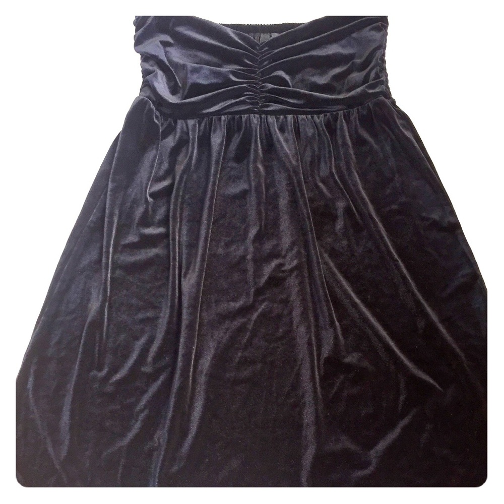 Black Velour Strapless Dress