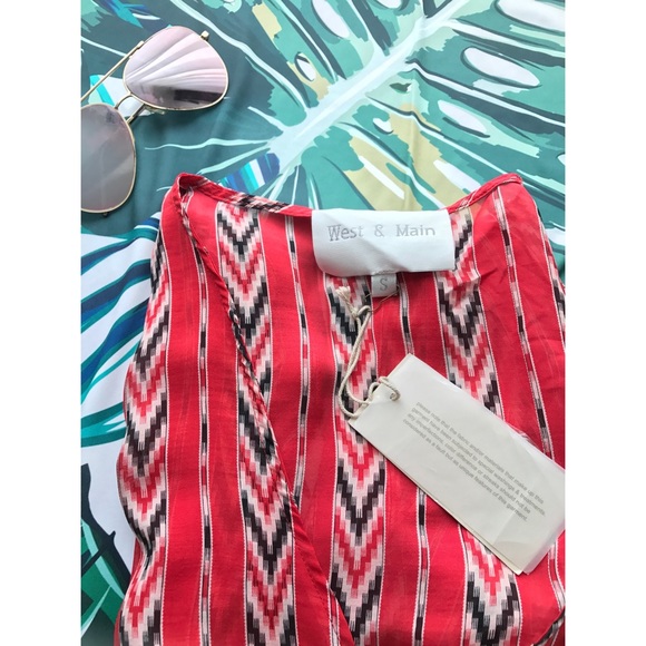 WEST & MAIN Silk Chevy Stripe Maxi Dress / Red - Picture 4 of 6