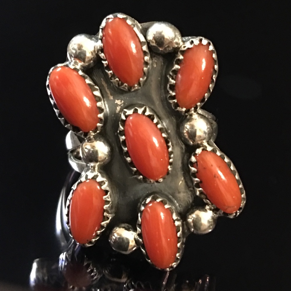 🌷sold🌷Vintage Navajo Sterling Genuine Coral Ring