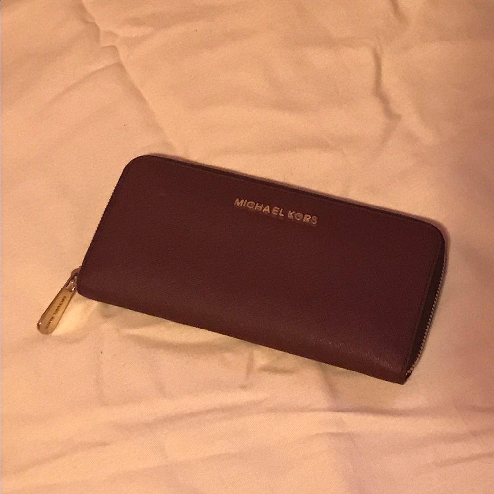 Burgundy MK Zippy Wallet
